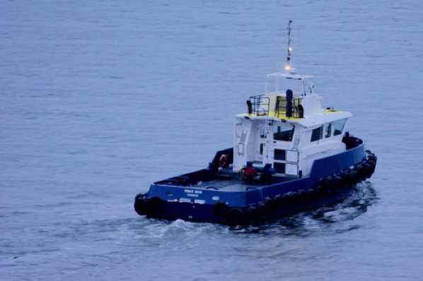 04 March 2020 - 06-32-48 
In the murk at 6.30am Plymouth based tug Prince Rock sets off out to meet a new friend.